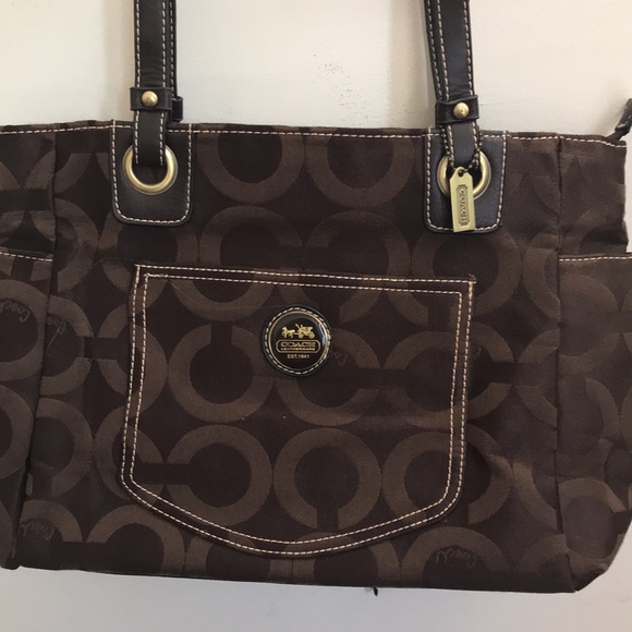 ✨e🆕BN!Coach Brown Classic Print Tote!✨ - Picture 2 of 6